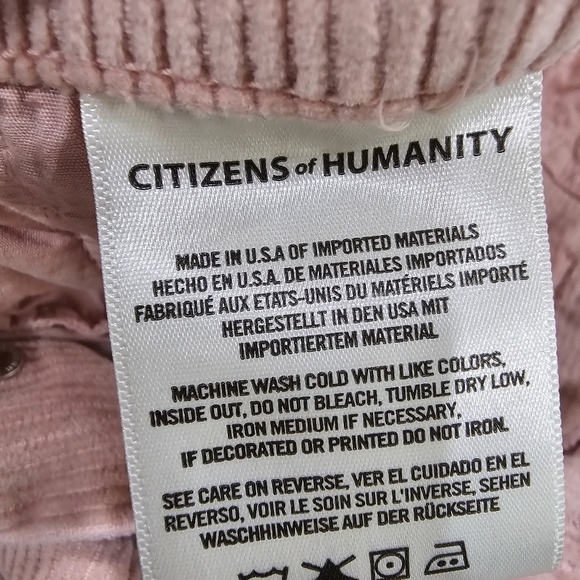 CITIZENS of HUMANITY Button Fly High Rise Slim Ankle Corduroy Pant Size 26 - Picture 14 of 15